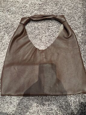 Classic Brown Knotted-Handle Shoulder Bag